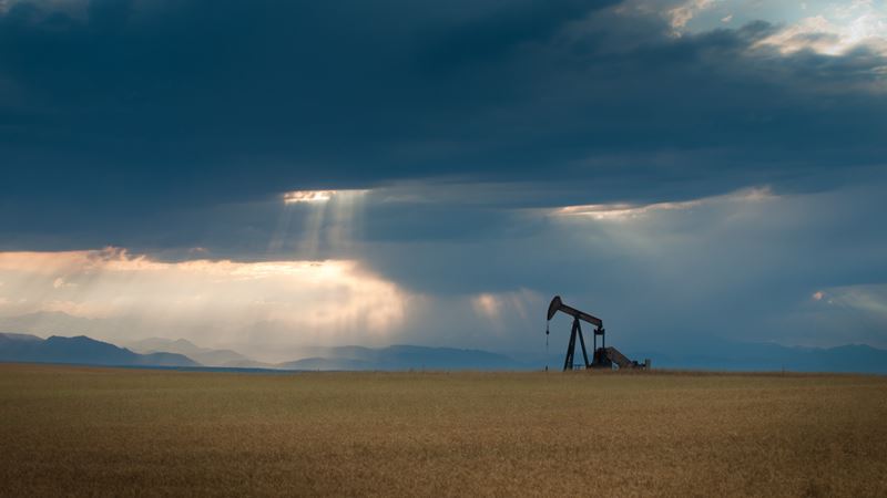 Oil Well Against Dark Sky